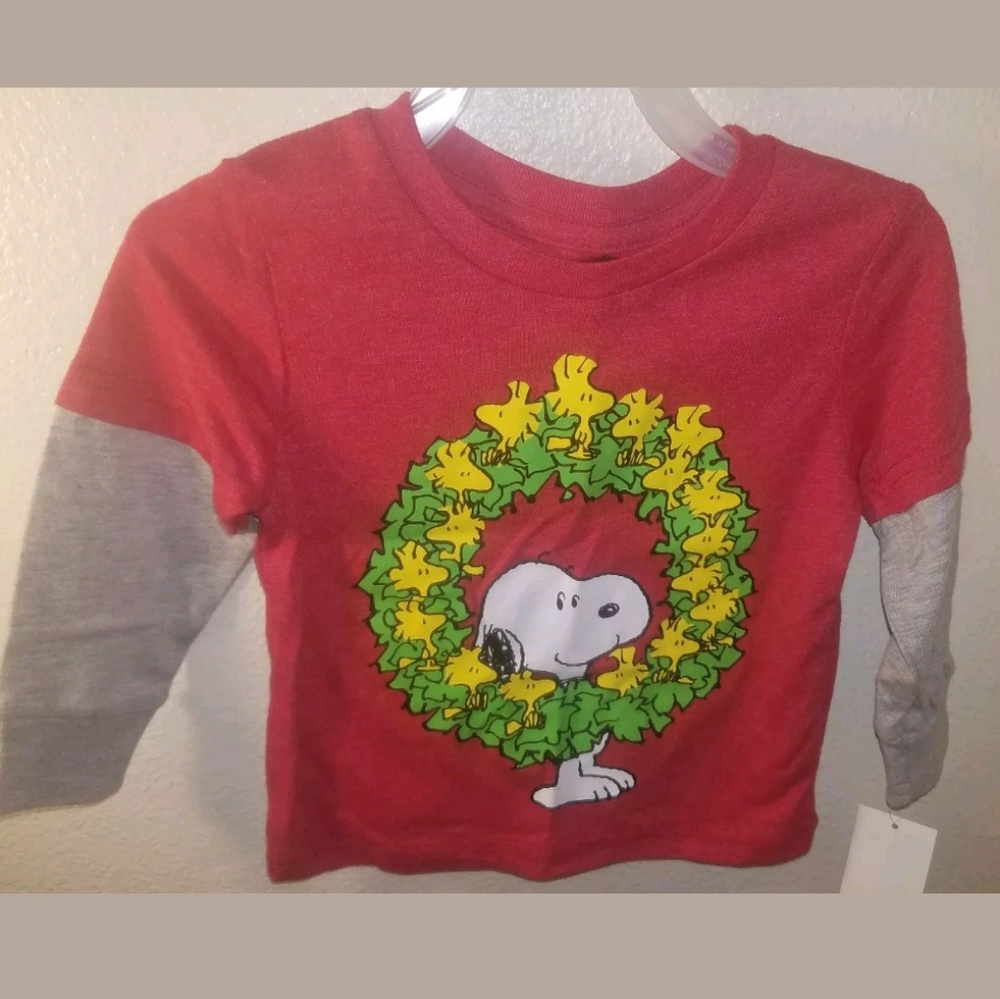 🛍3/$10 Mix Snoopy and Woodstock Red wreath shirt